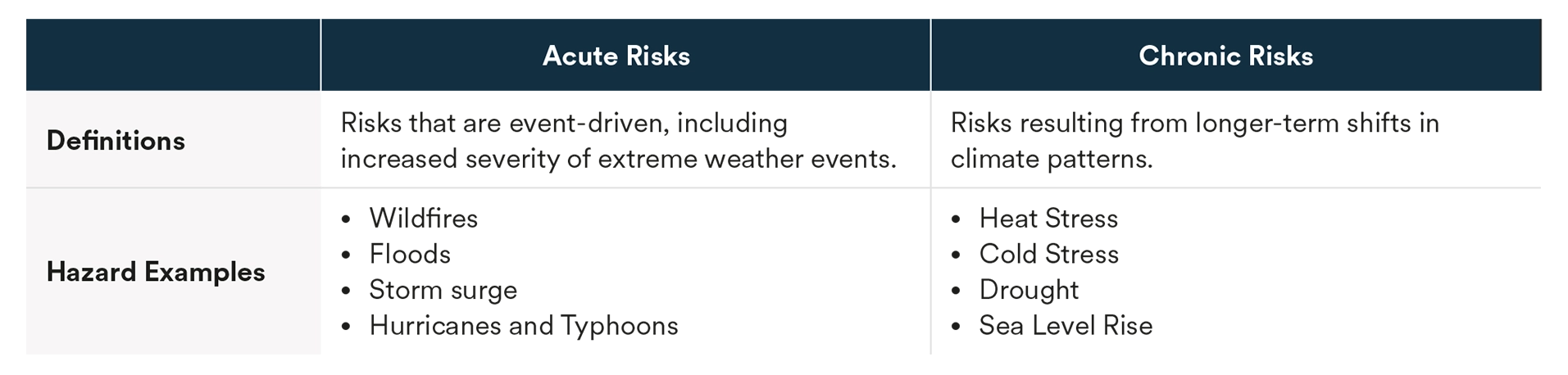 Acute and Chronic Risks